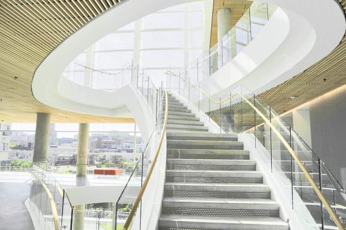 Carnegie Mellon University interior staircase with glass railings